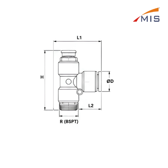 MALE BANJO ELBOW - SPH PUSH TO CONNECT FITTING