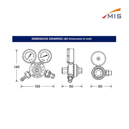 SINGLE STAGE PRESSURE REGULATOR (DOUBLE OXYGEN)
