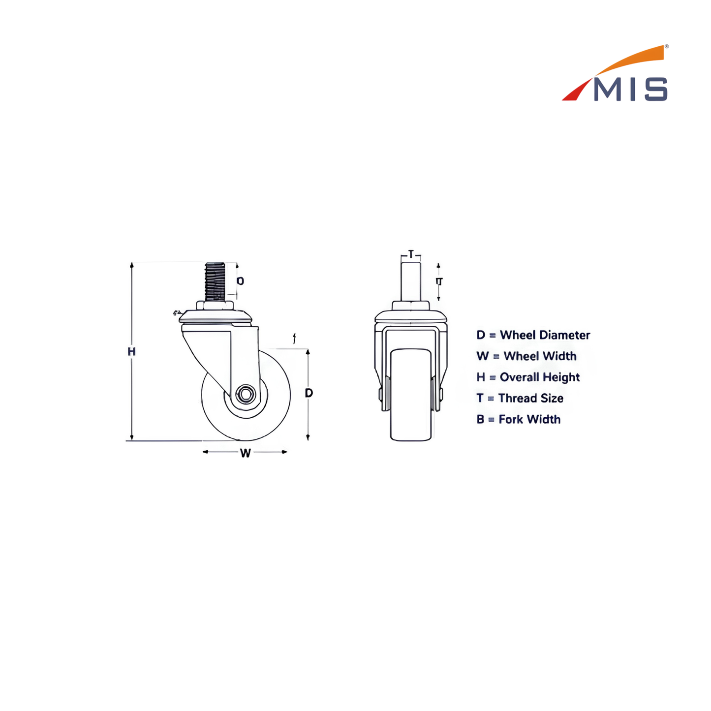 THREADED MOVABLE CASTER WHEEL