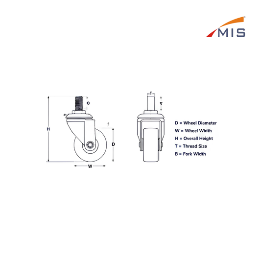 THREADED MOVABLE CASTER WHEEL