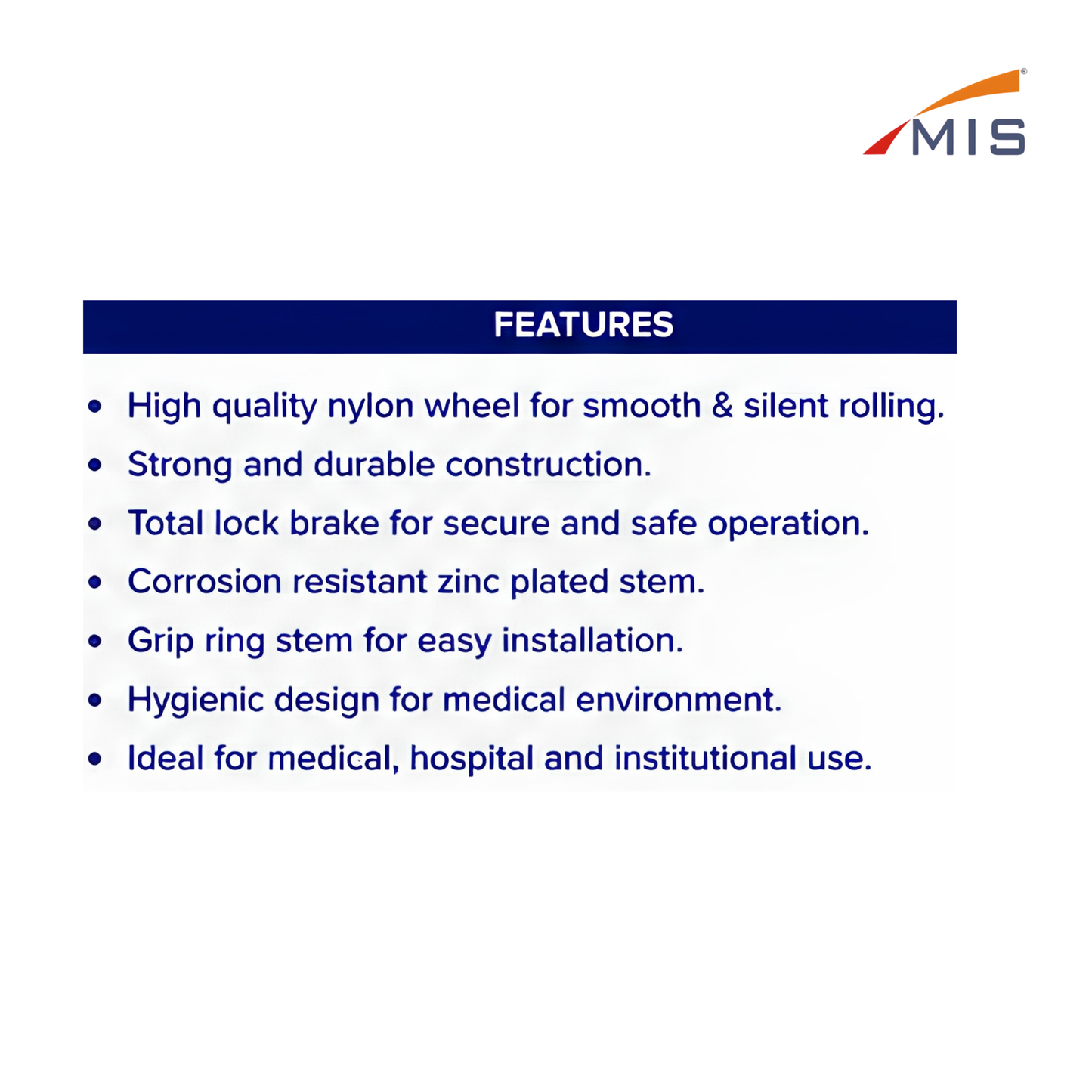 MEDICAL CASTER WHEEL WHITE (Brake)