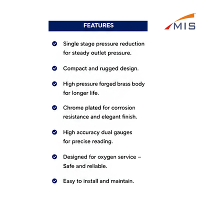SINGLE STAGE PRESSURE REGULATOR (DOUBLE OXYGEN)