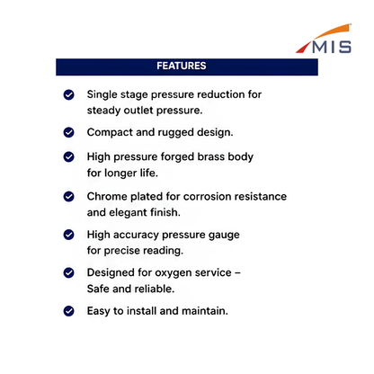 SINGLE STAGE PRESSURE REGULATOR (SINGLE OXYGEN)