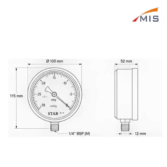 SS VACUUM PRESSURE GAUGE