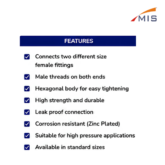 MS REDUCER HEX NIPPLE