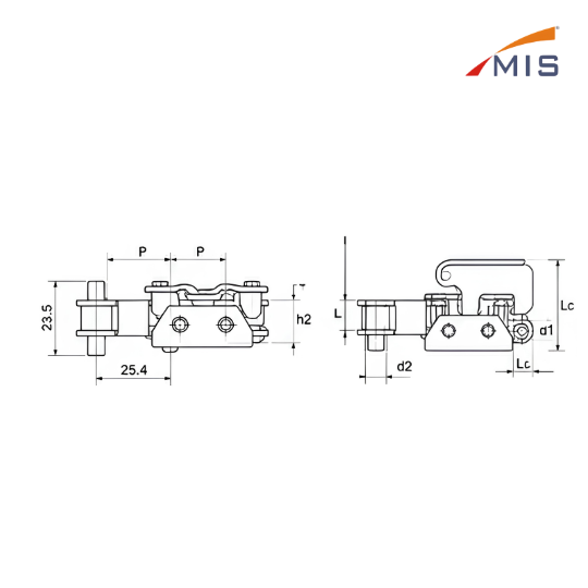 COMPLETE TRANSPORT CHAIN WITH SINTERED SLIDING PIECES