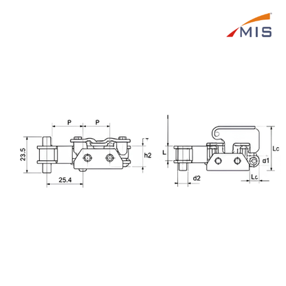 COMPLETE TRANSPORT CHAIN WITH SINTERED SLIDING PIECES