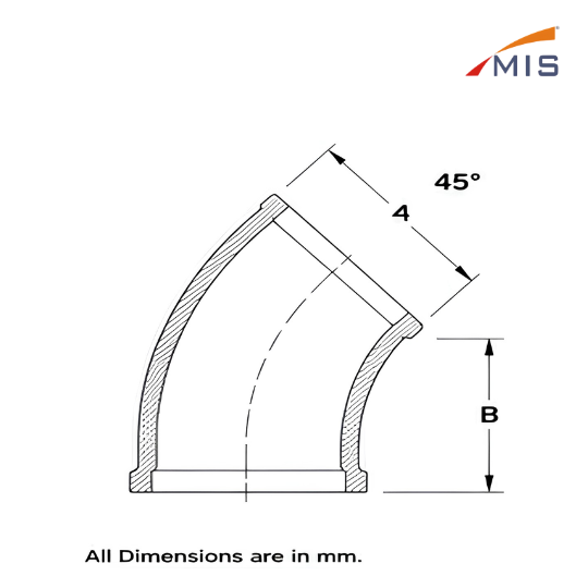 GI SHORT ELBOW 45°
