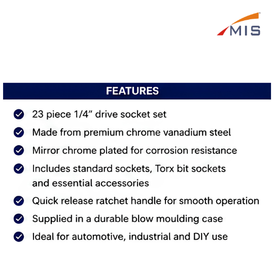 1/4" DRIVE SOCKET SET IN BLOW MOULDING BOX